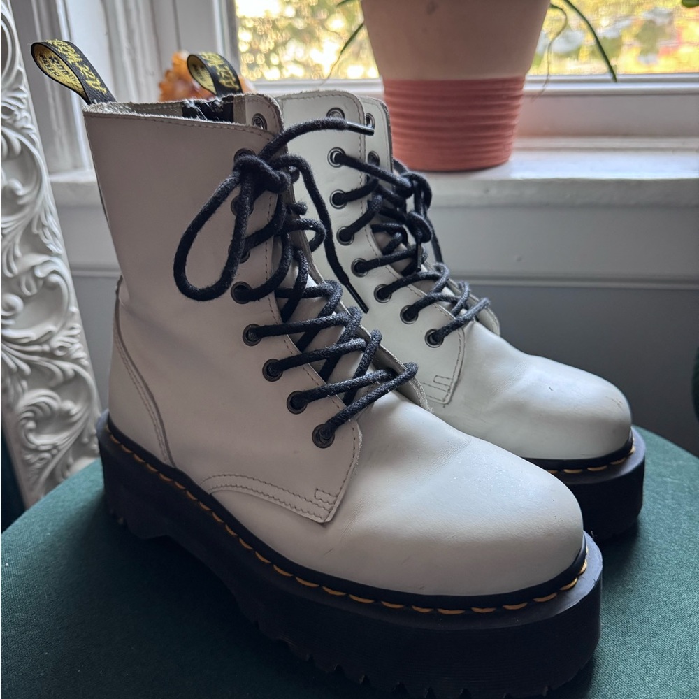 Dr. Martens White Leather Combat Boots
